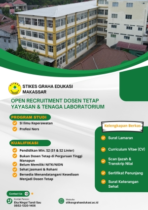 Open Recruitment Dosen Tetap Yayasan &amp; Tenaga Laboratorium STIKes Graha Edukasi Makassar